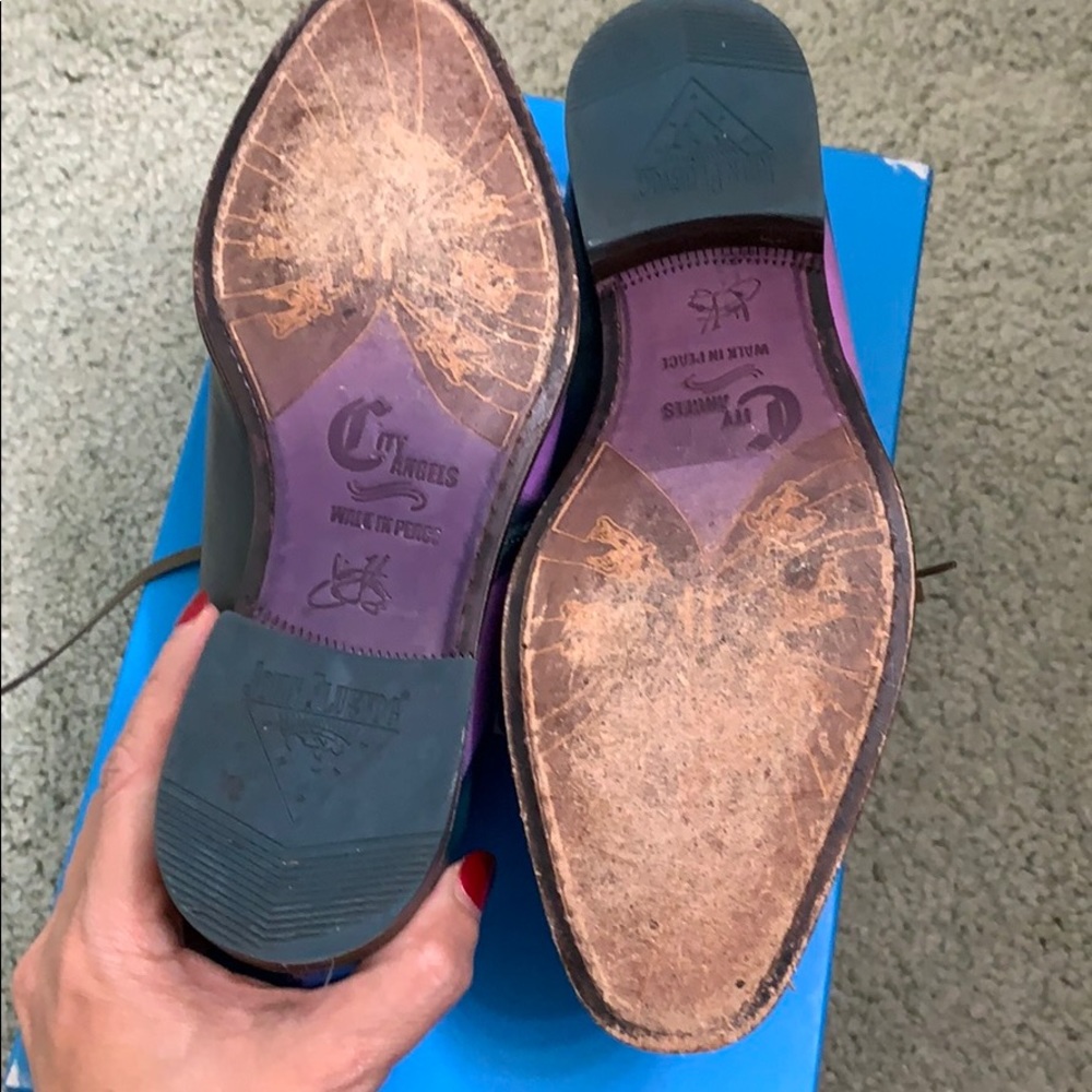 Size 5 Fluevog Women’s Purple/Green Manhattan - Picture 8 of 8